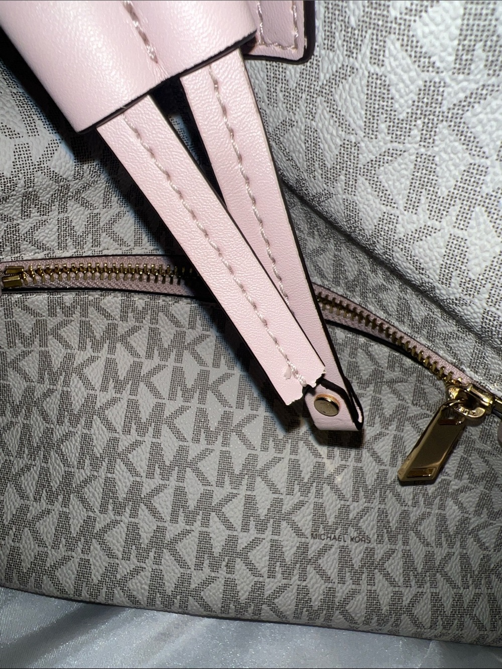 Michael Kors Light Pink and Beige MK Logo Backpack - Picture 2 of 9